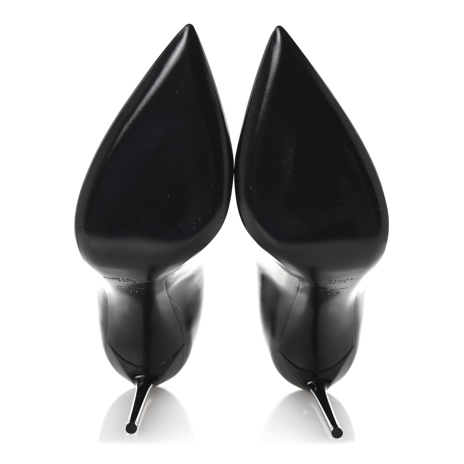 Saint Laurent Patent Calfskin Teddy High Vamp 105 Pumps 39 Black 6 of 7