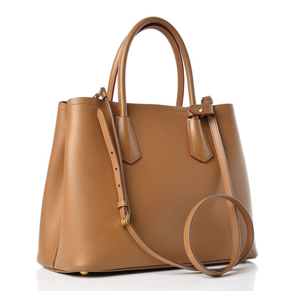 Prada Saffiano Cuir Medium Double Bag Caramel 4 of 13