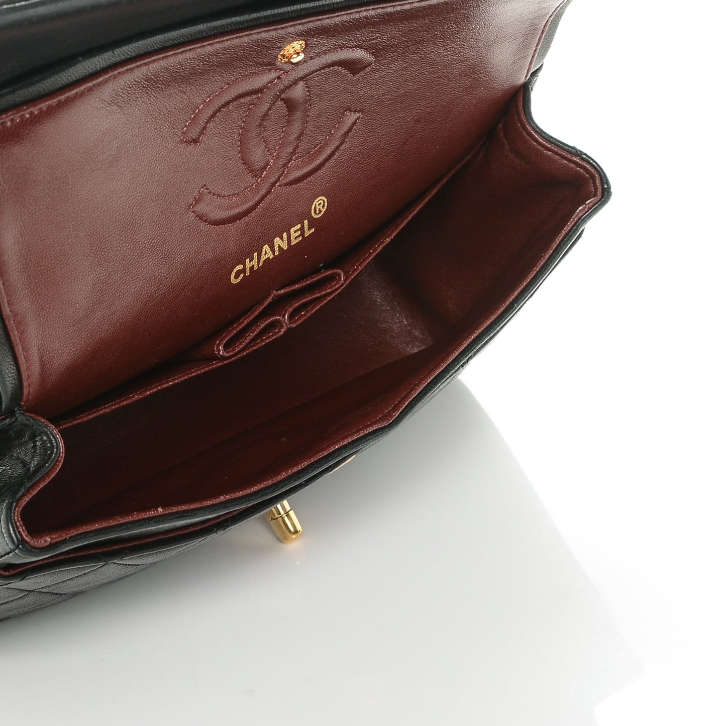 Lambskin Quilted Small Double Flap Black