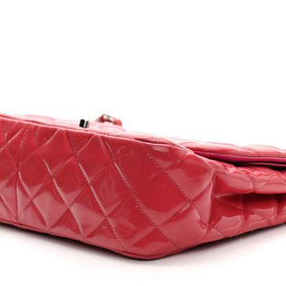 Chanel Patent Quilted Jumbo Double Flap Pink 10 of 15