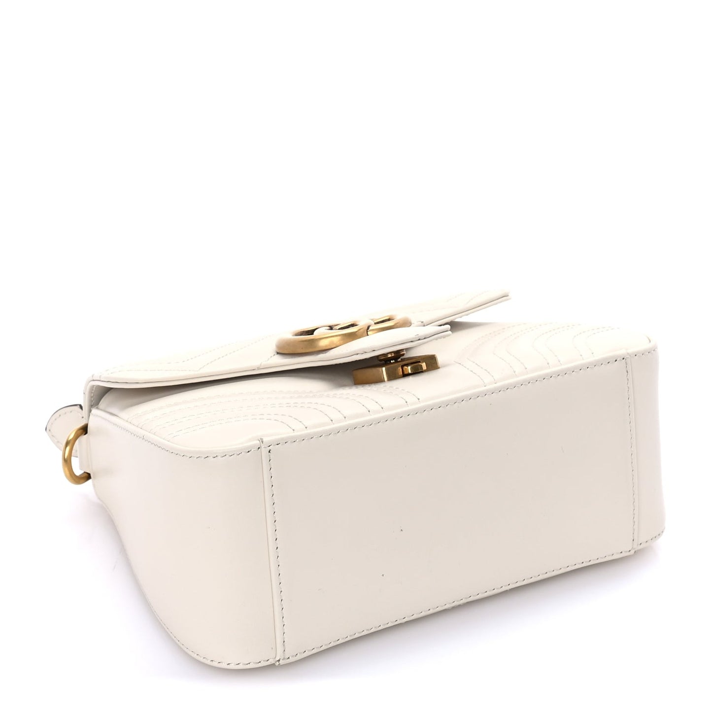 Calfskin Matelasse Mini GG Marmont Top Handle Shoulder Bag  White