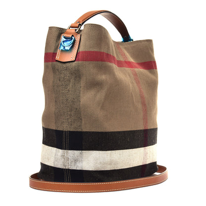 Burberry Canvas Mega Check Medium Ashby Hobo Saddle Brown 2 of 4