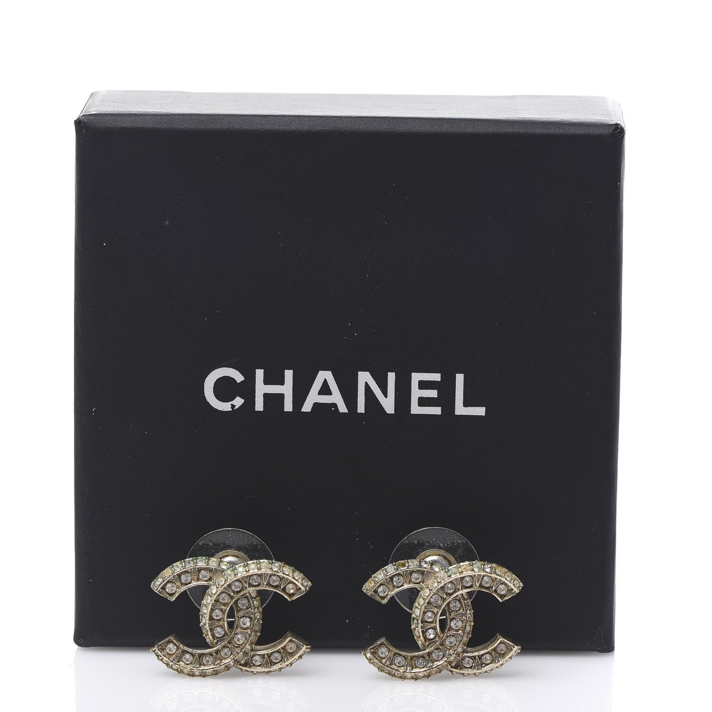 Crystal CC Earrings Light Gold