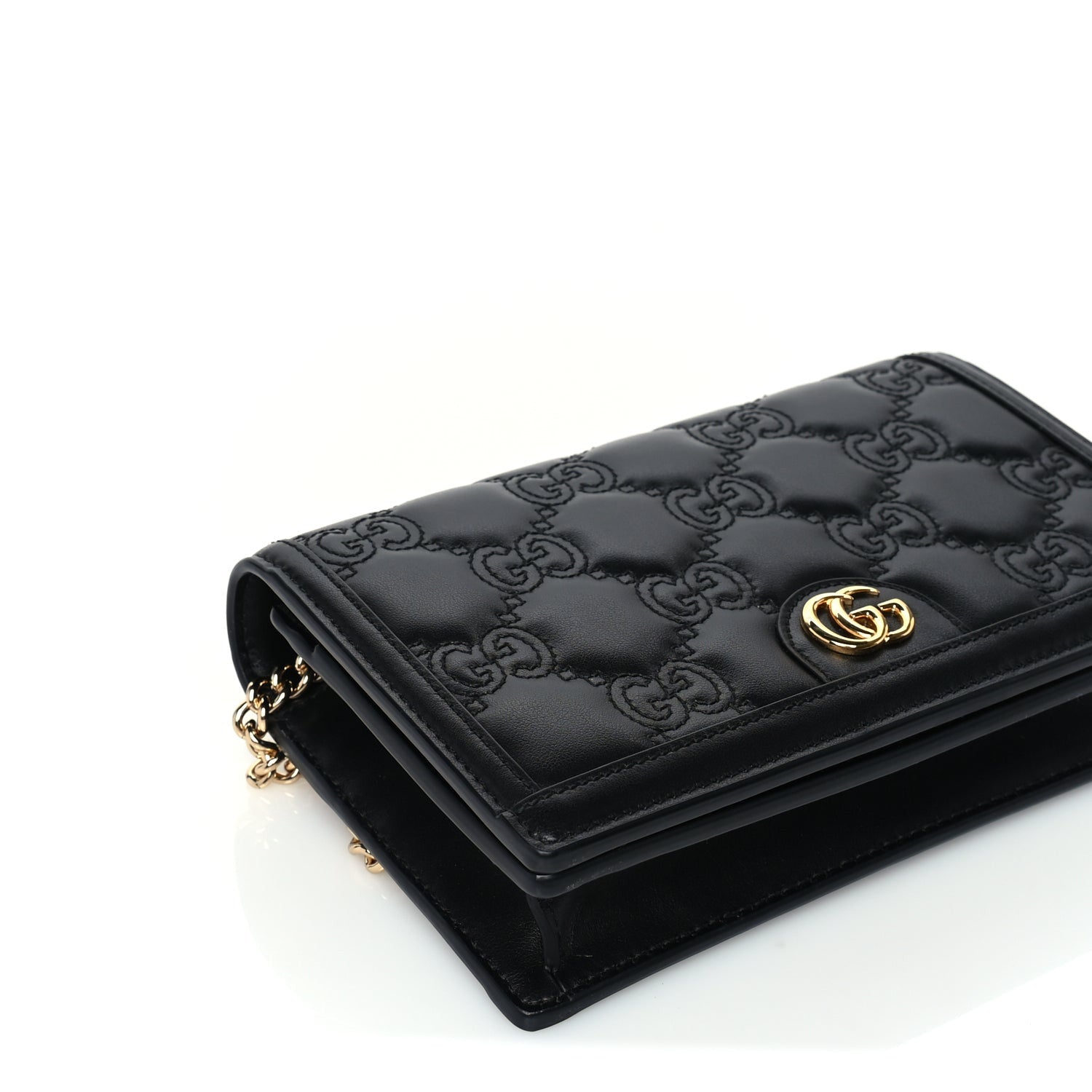 Gucci Calfskin GG Matelasse Chain Wallet  Black 7 of 8