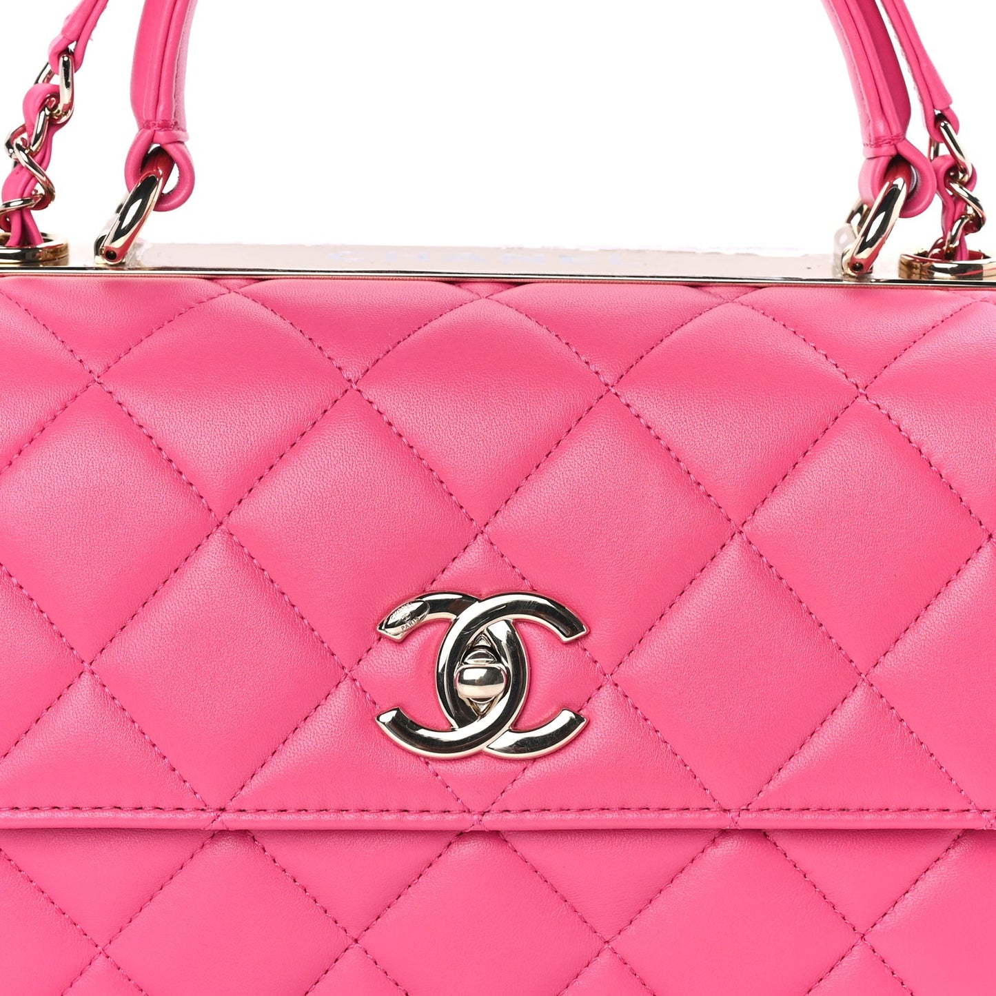 Lambskin Quilted Small Trendy CC Flap Dual Handle Bag  Dark Pink