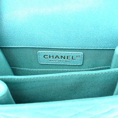 Chanel Caviar Quilted North South Boy Flap Turquoise 6 of 11