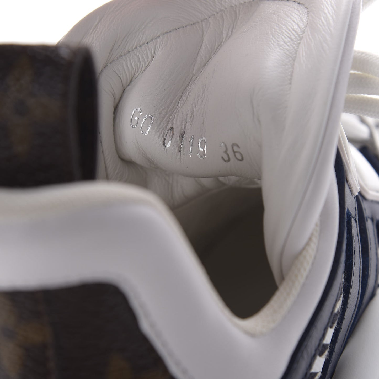 Patent Monogram Stripe LV Archlight Sneakers 36 White Blue