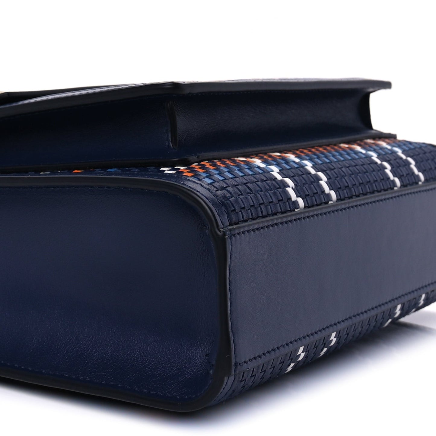 Calfskin Nylon Tartan Mini Pocket Bag  Blue White Orange
