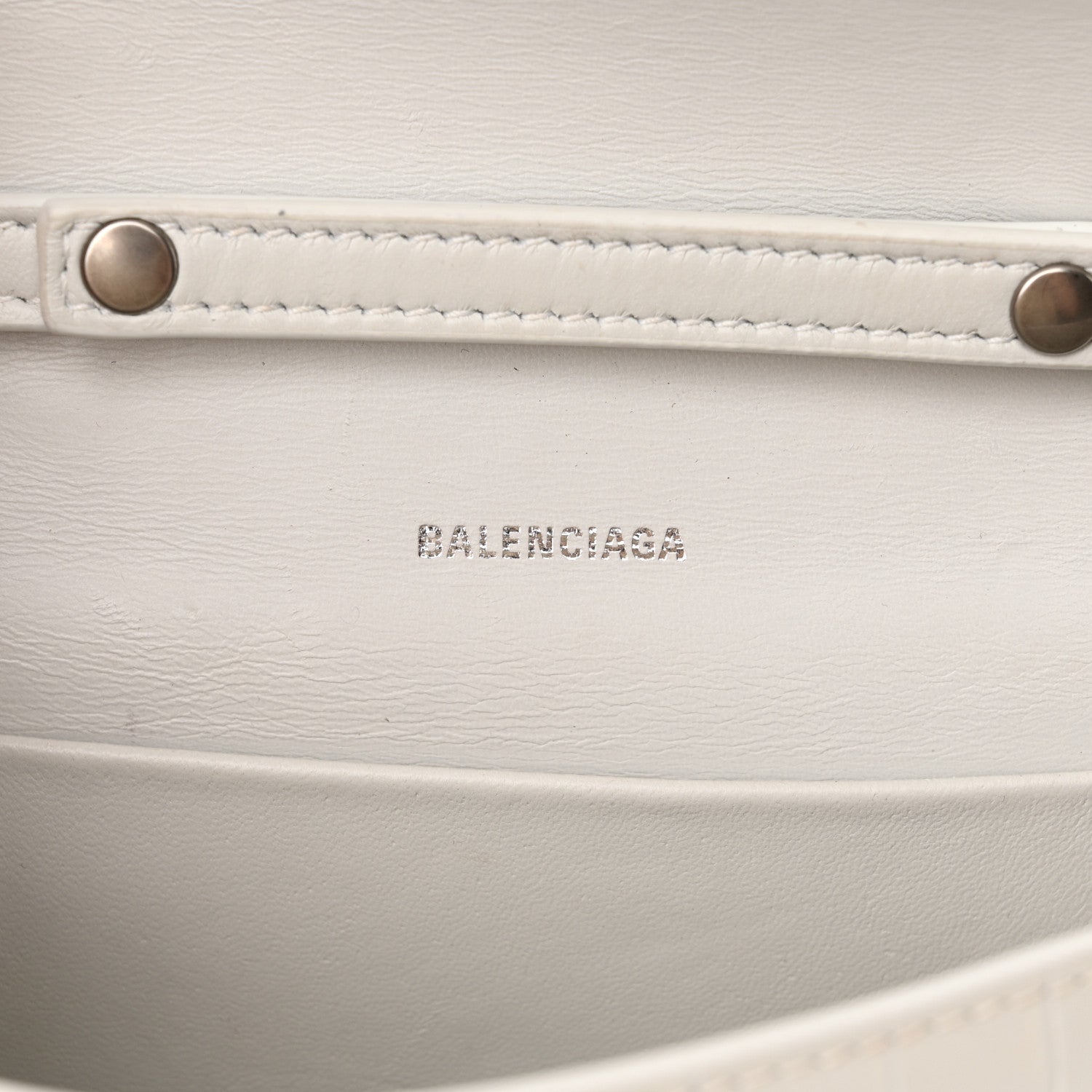 Balenciaga Shiny Calfskin Crocodile Embossed Small Hourglass Evening Chain Bag White 6 of 12
