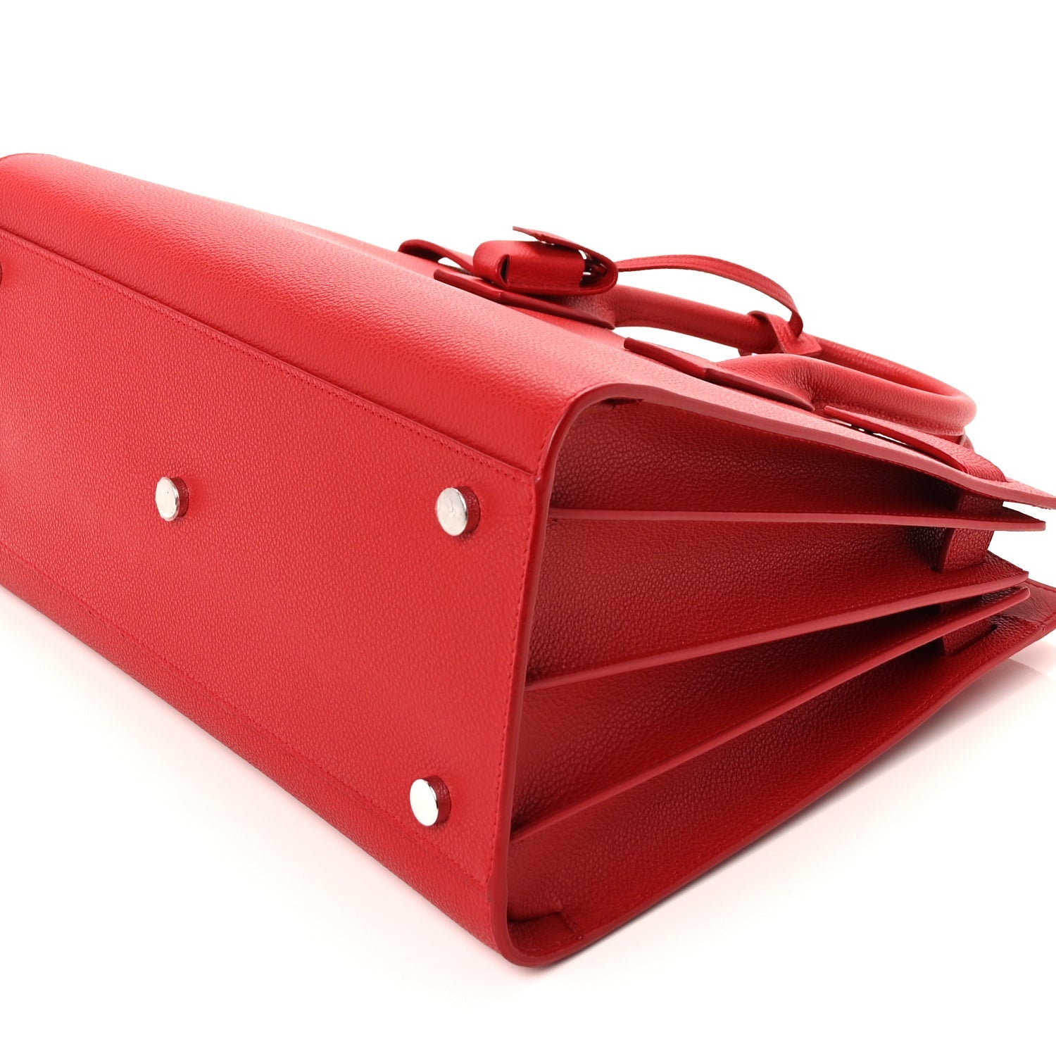 Saint Laurent Grained Calfskin Small Sac De Jour Lipstick Red 8 of 8