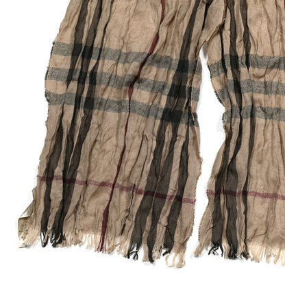 Burberry Wool Silk Giant Check Lightweight Scarf Camel 3 of 5