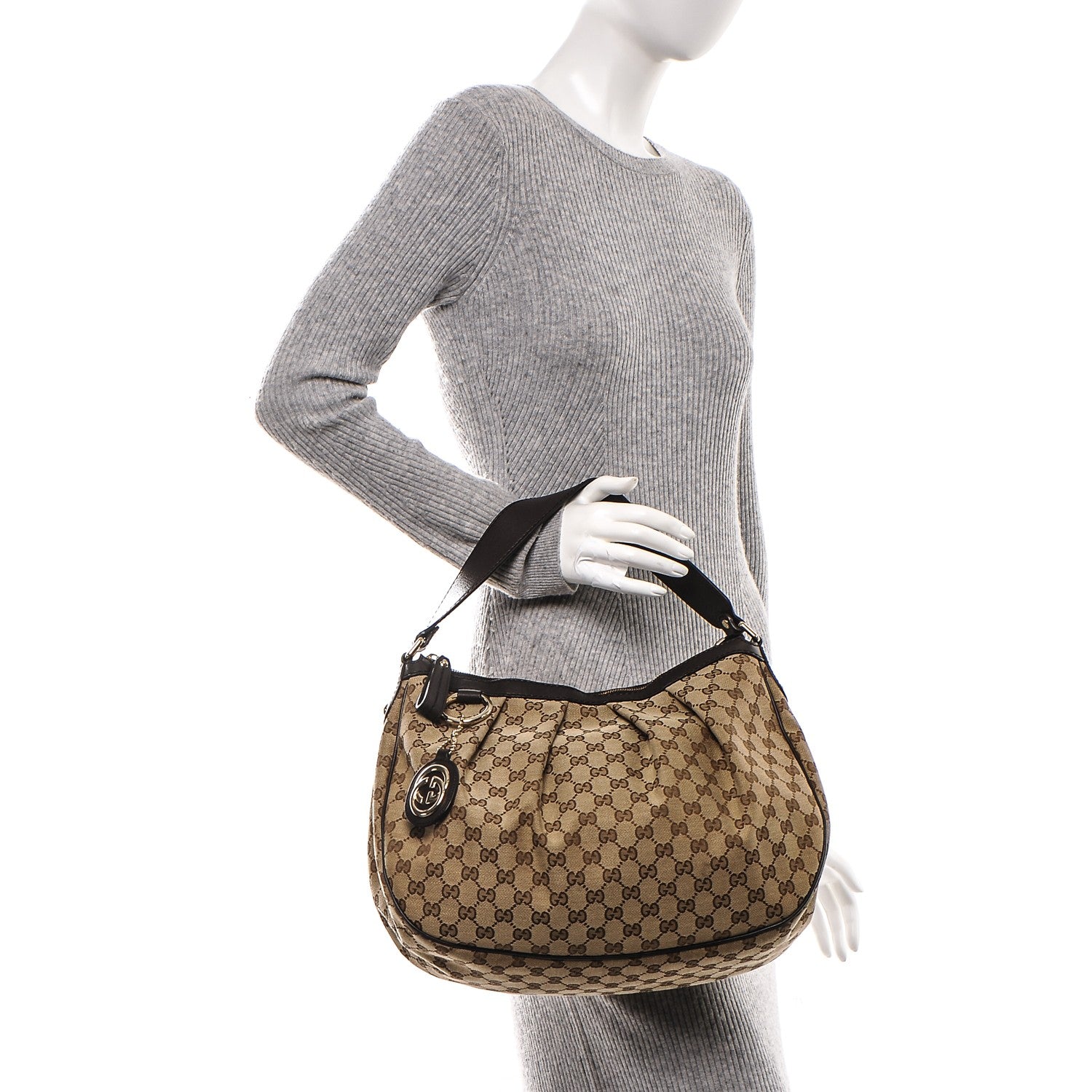 Gucci Monogram Medium Sukey Hobo Dark Brown 3 of 10