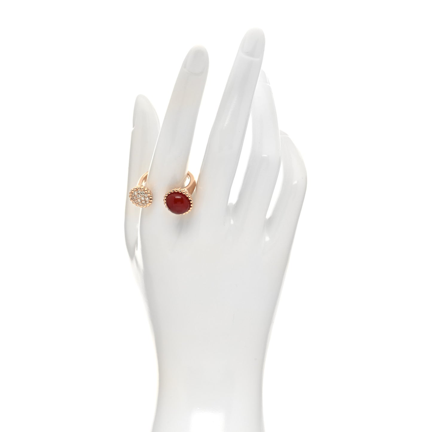 18K Rose Gold Diamond Carnelian Perlee Couleurs Between The Finger Ring 62 10