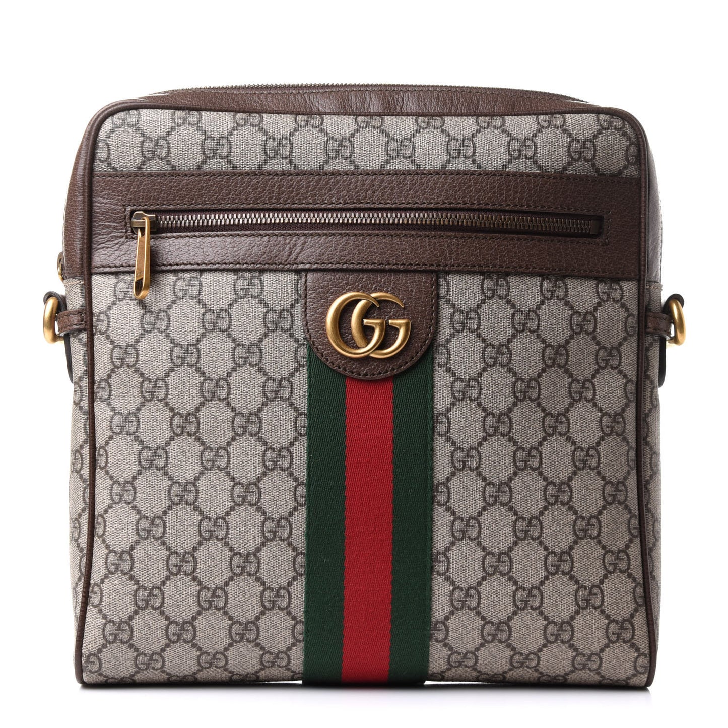 GG Supreme Monogram Web Medium Ophidia Messenger Bag Brown