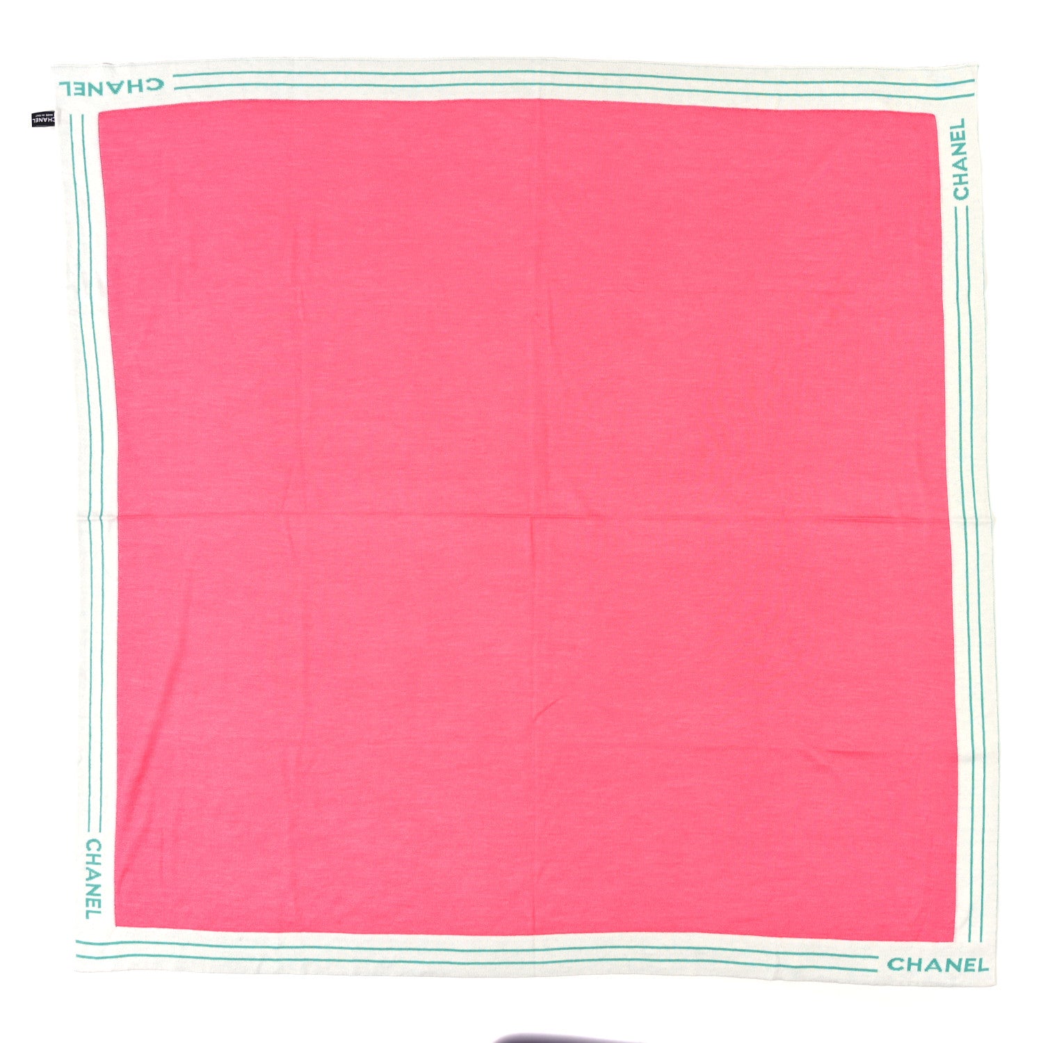 Chanel Cashmere Silk Cotton Knit CC Scarf Pink Green White 1 of 3