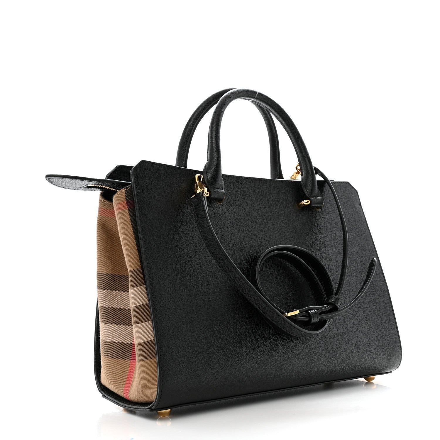 Burberry Calfskin Mega Check Small Banwell Tote Black 3 of 7