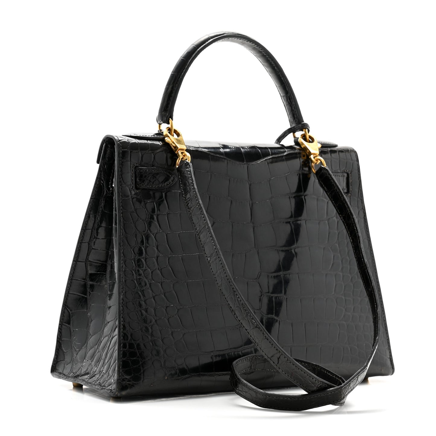 Shiny Alligator Kelly Sellier 28 Black