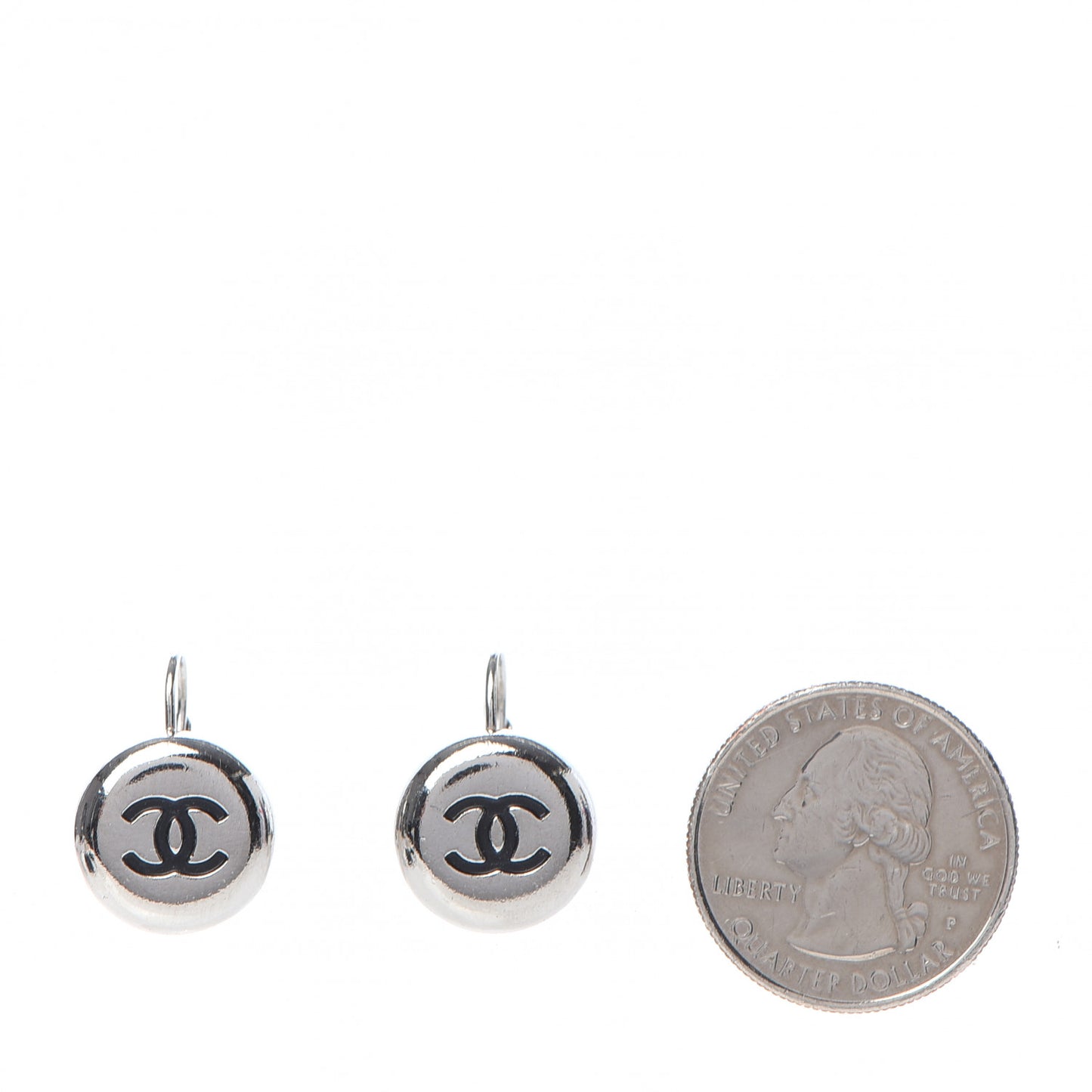 CC Round Earrings Silver Black
