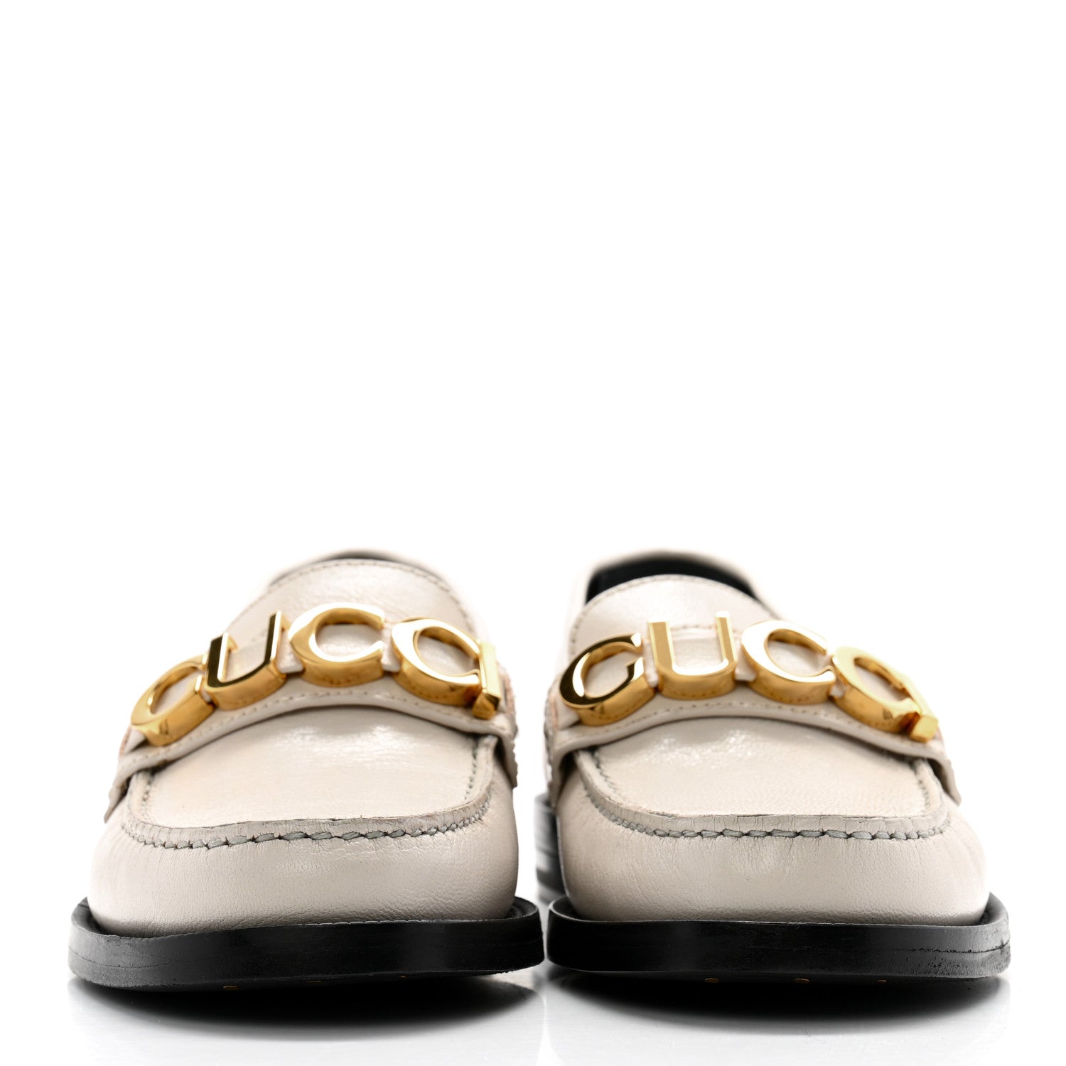 Gucci Goatskin Womens Logo 15mm Loafers 35.5 Mystic White 2 of 11