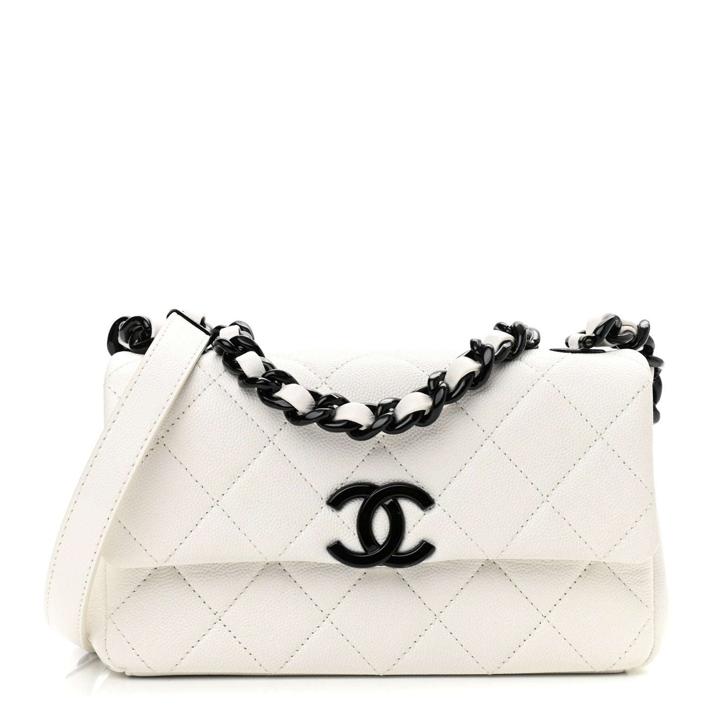 Caviar Quilted My Everything Small Flap White Black