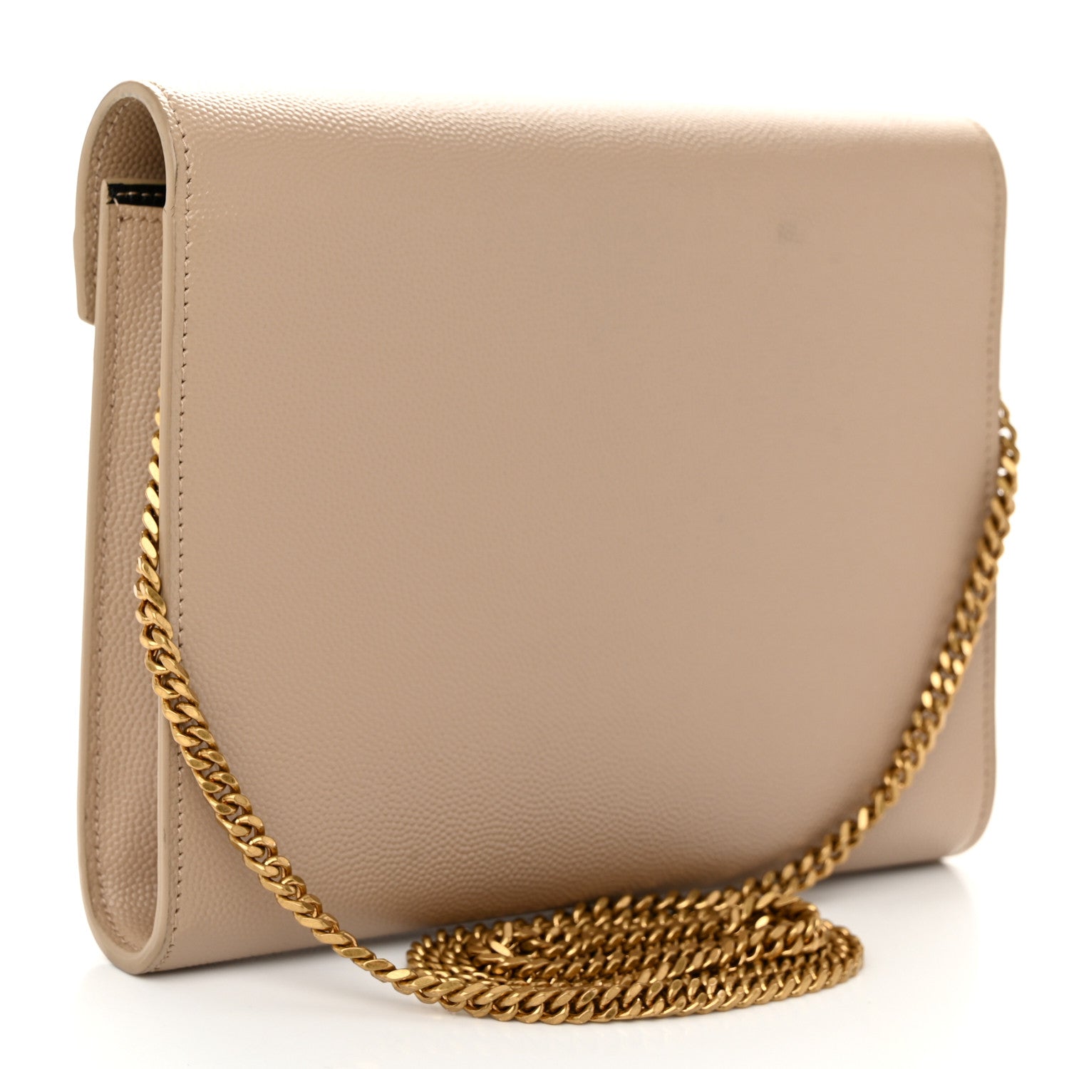 Saint Laurent Grain De Poudre Monogram Cassandra Chain Wallet Dark Beige 3 of 12