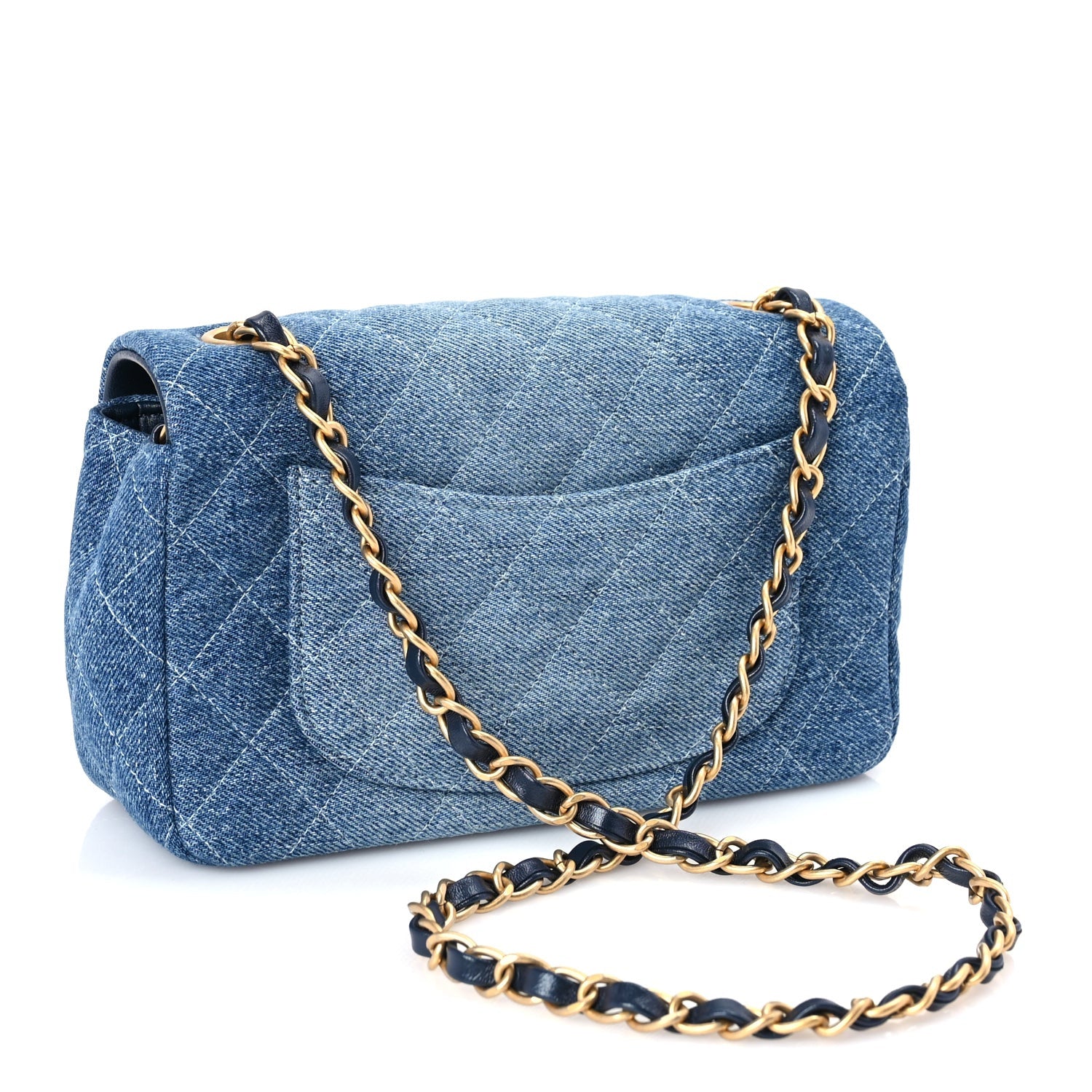 Chanel Washed Denim Quilted Mini Rectangular Flap Blue 2 of 9