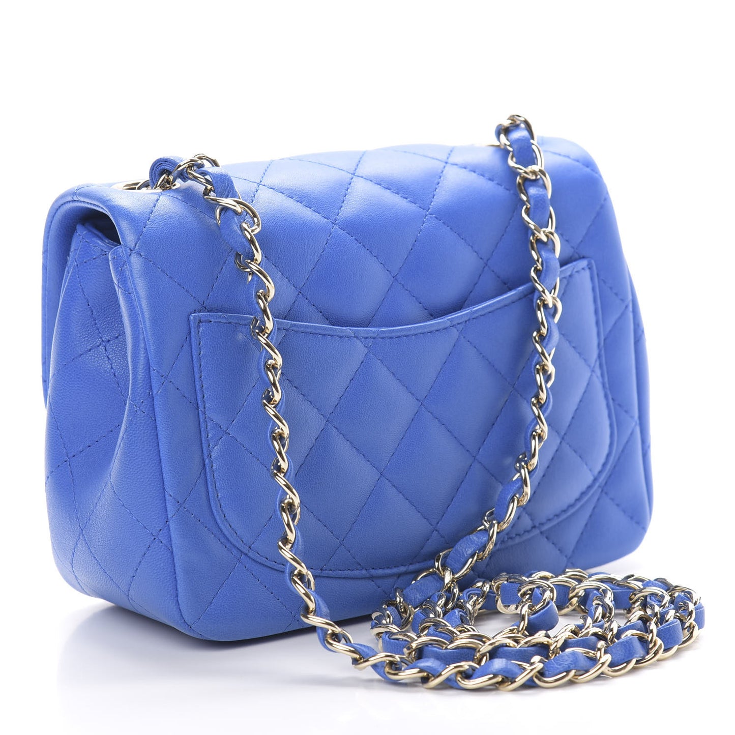 Lambskin Quilted Mini Square Flap Blue