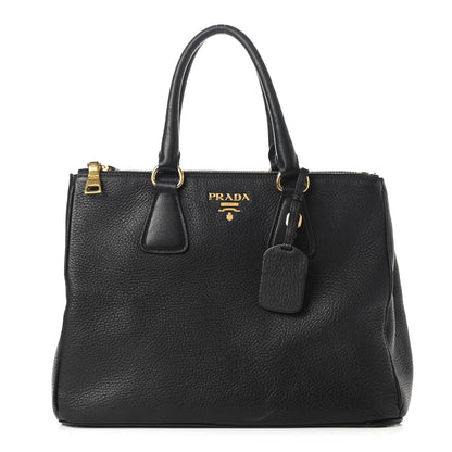 Prada Vitello Daino Large Double Zip Tote Black 1 of 10