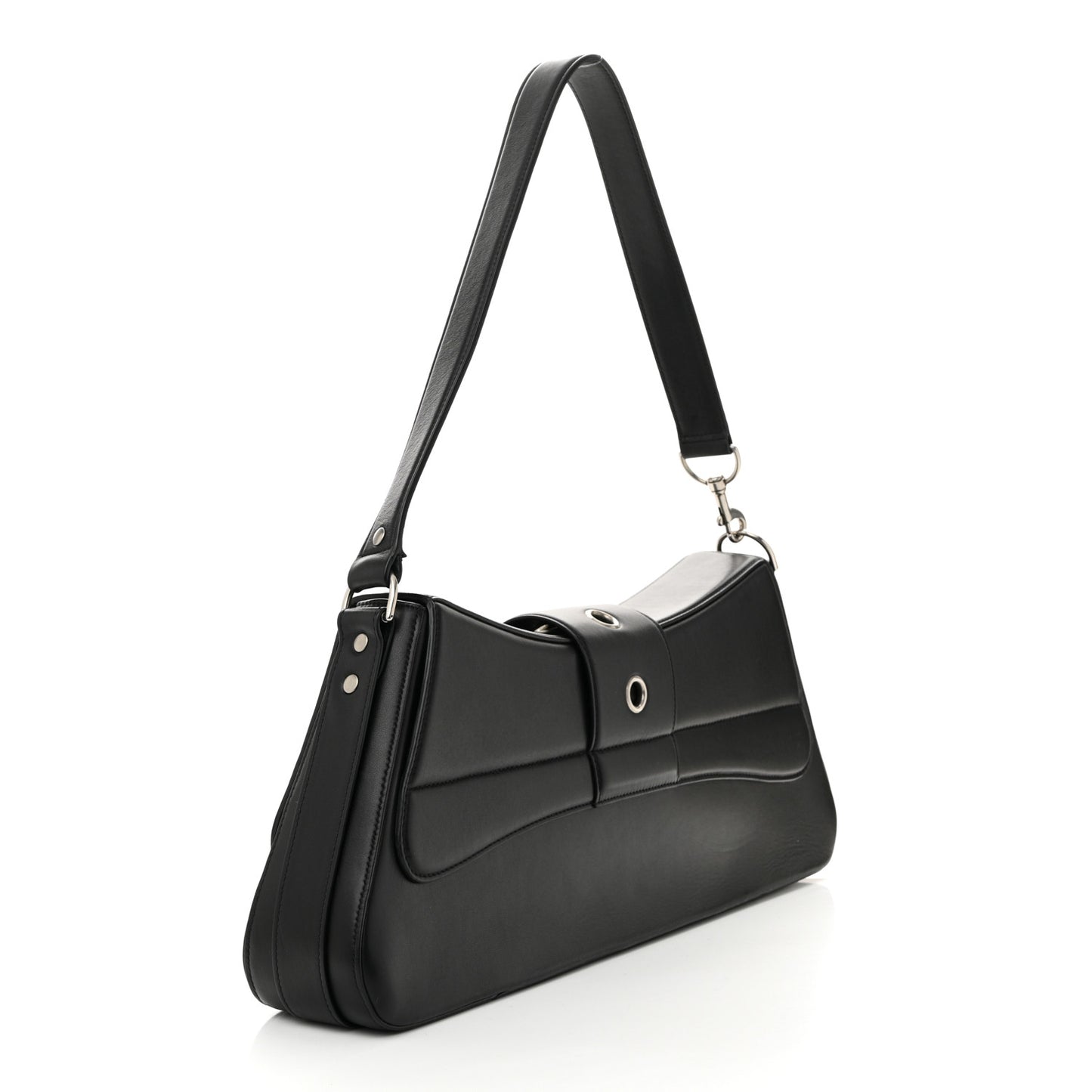 Smooth Calfskin Large Lindsay Shoulder Bag Black