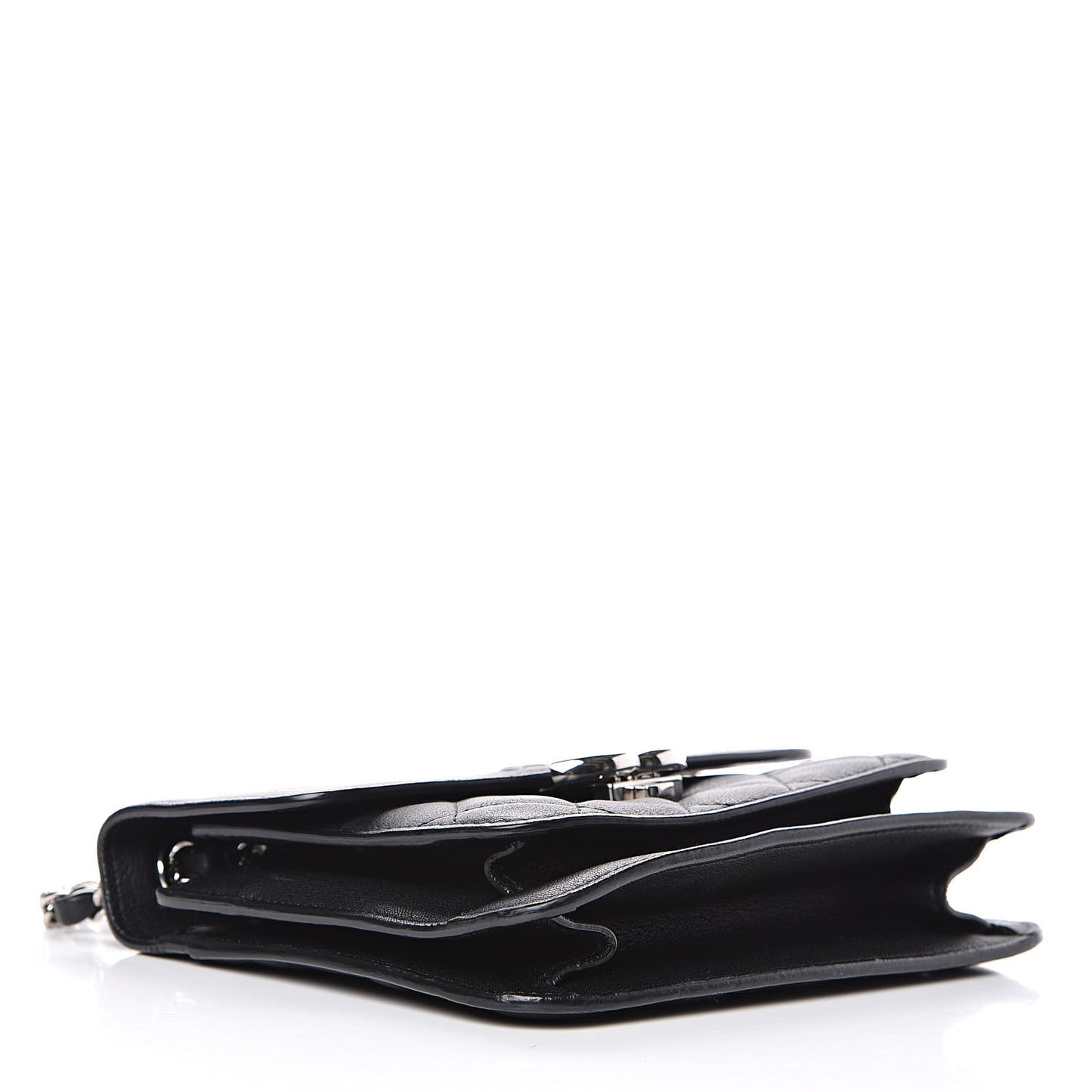 Grained Calfskin Quilted Small CC Box Flap Black