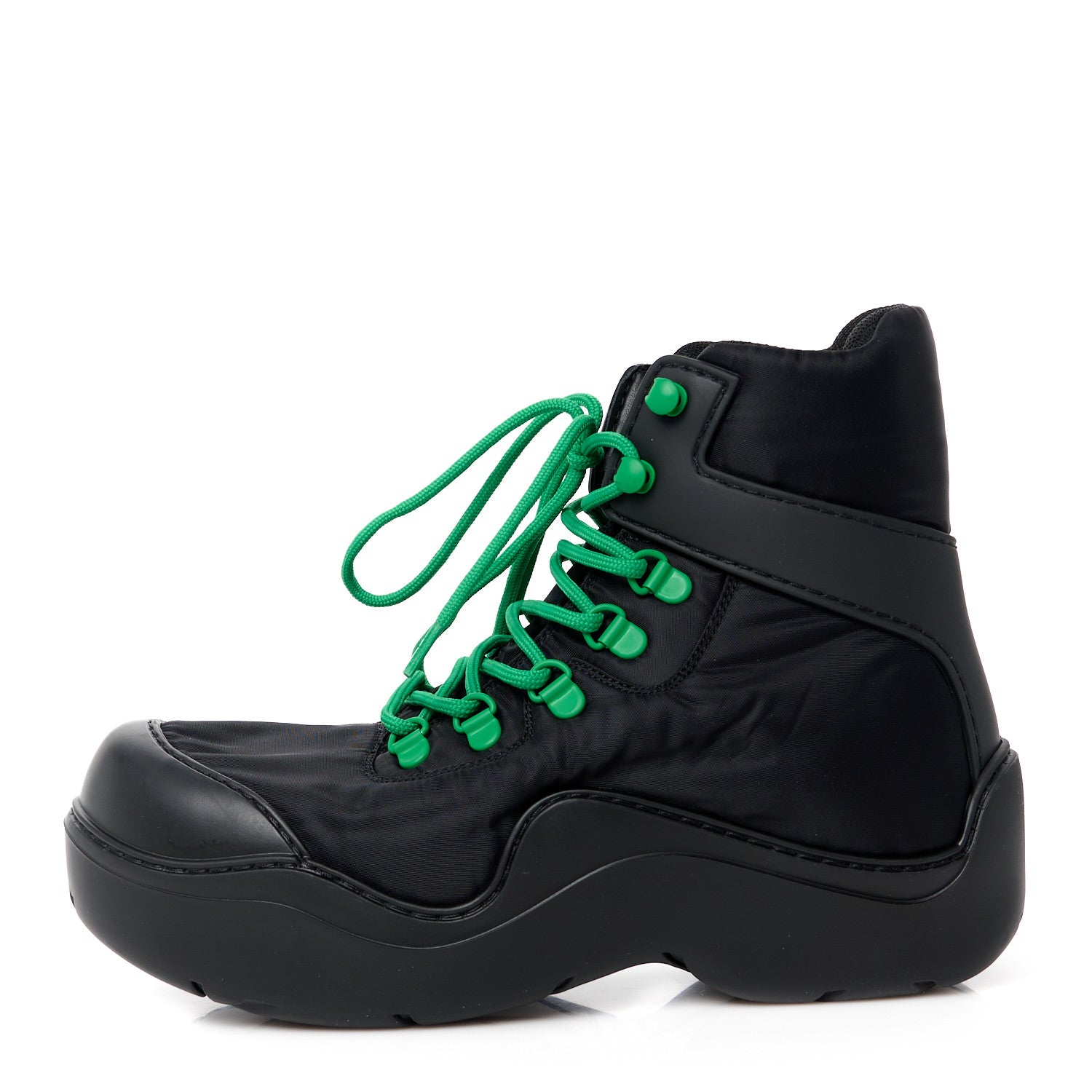 Bottega Veneta Technical Fabric Rubber Puddle Bomber Boots 37 Black Grass 1 of 8