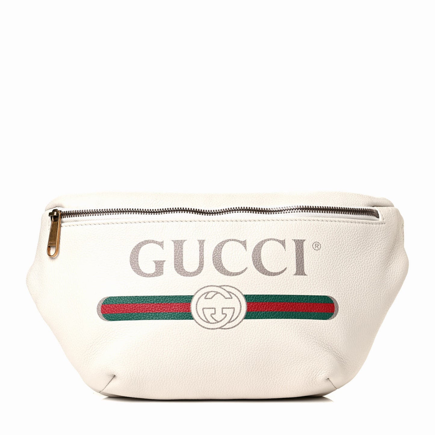 Grained Calfskin Logo Belt Bag White