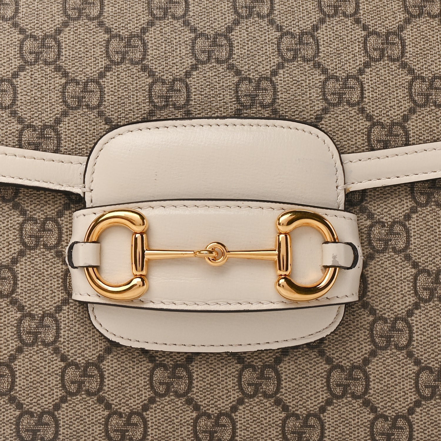 Gucci GG Supreme Monogram Horsebit 1955 Shoulder Bag Beige Mystic White 6 of 8