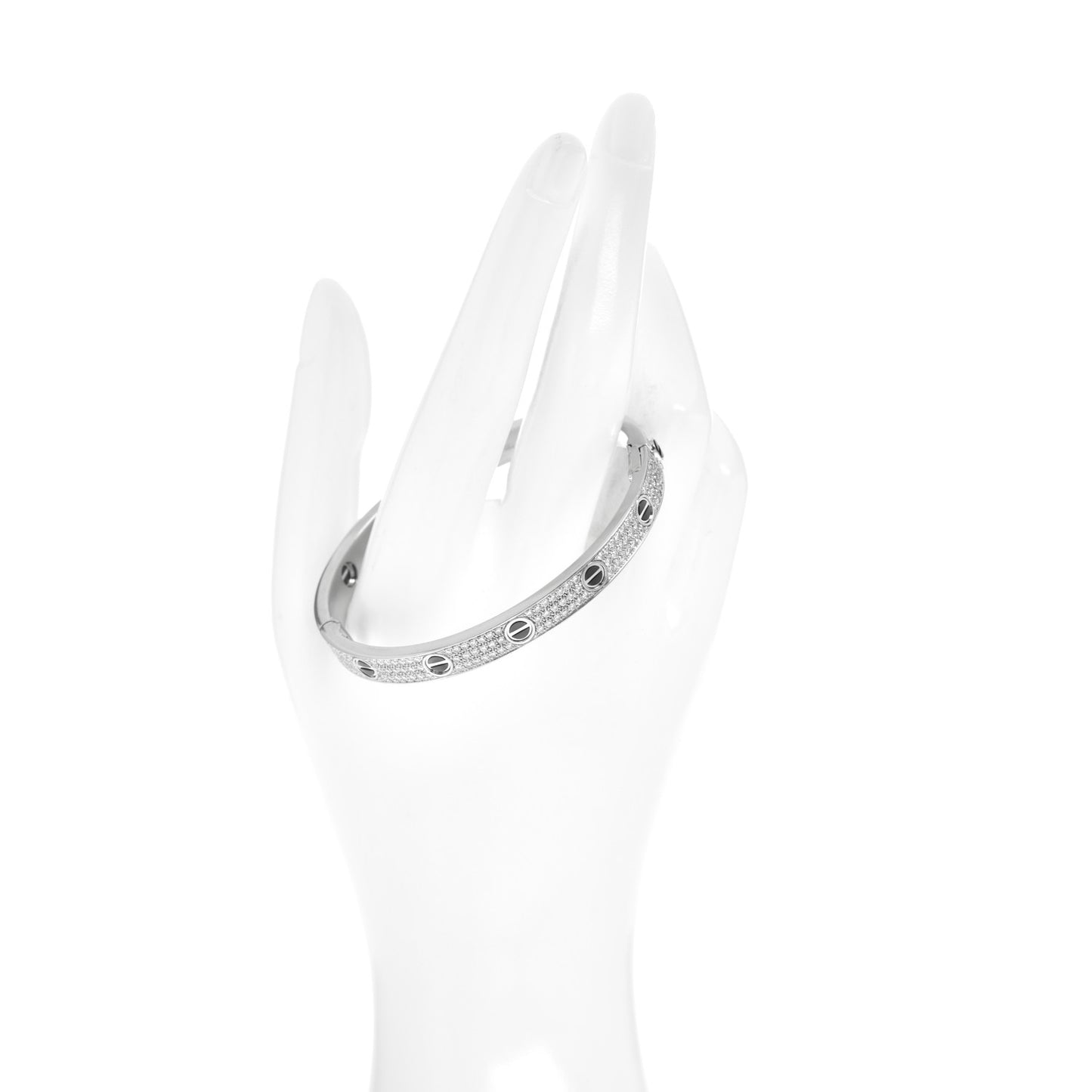 18K White Gold Diamond Ceramic LOVE Paved Bracelet 18
