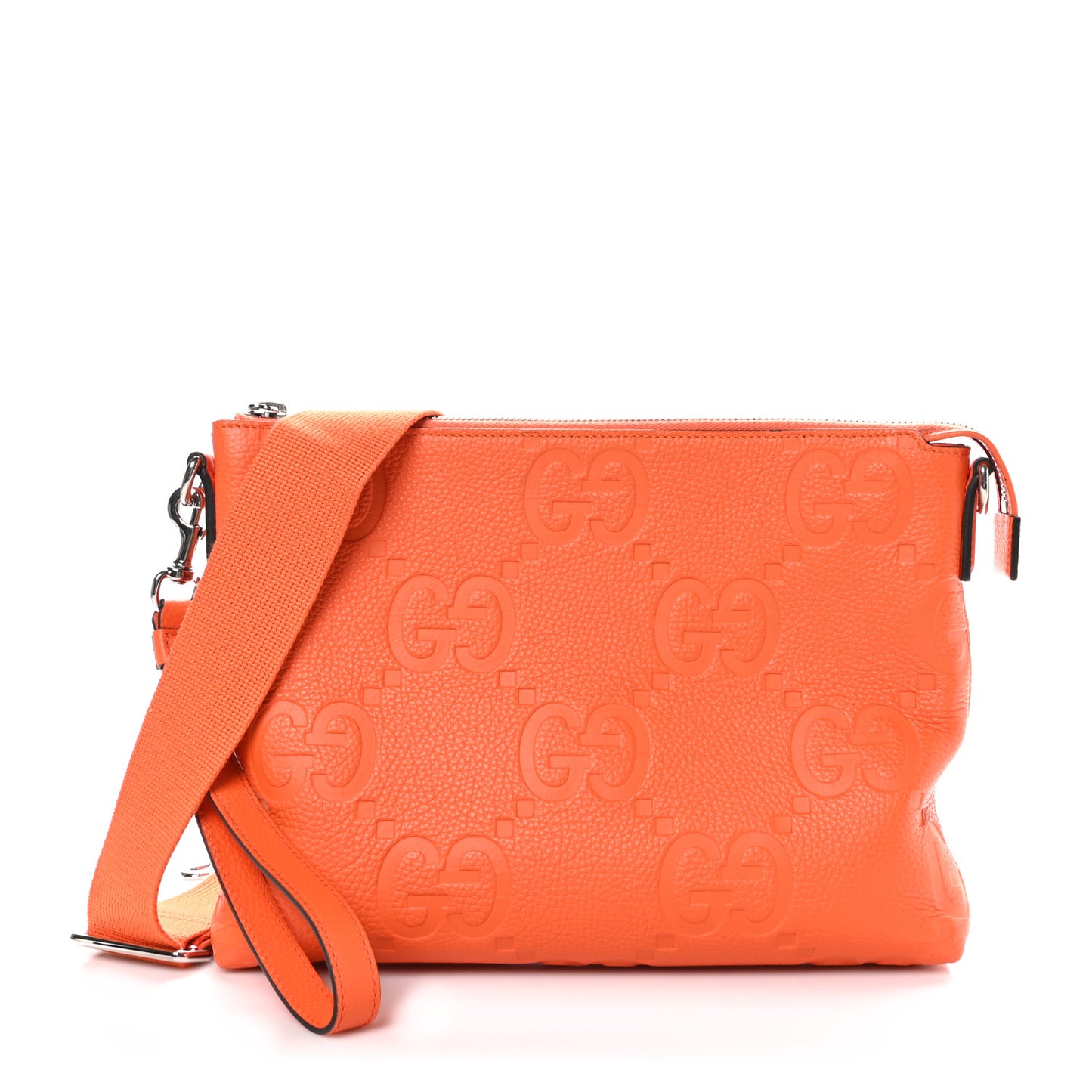 Piuma Calfskin Jumbo GG Embossed Medium Wristlet Messenger Bag Orange