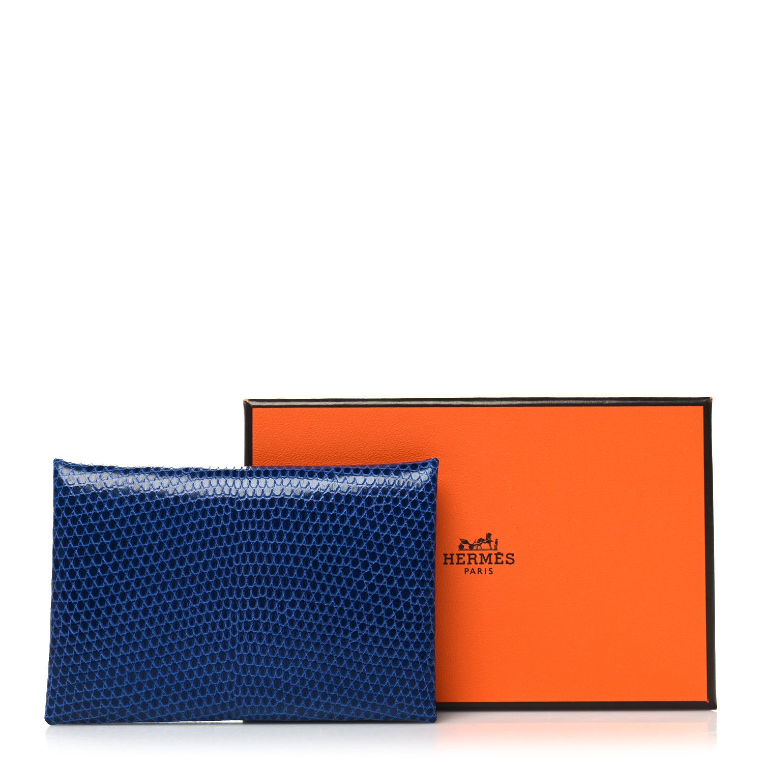 Hermes Lizard Calvi Card Case Bleu Saphir 11 of 11