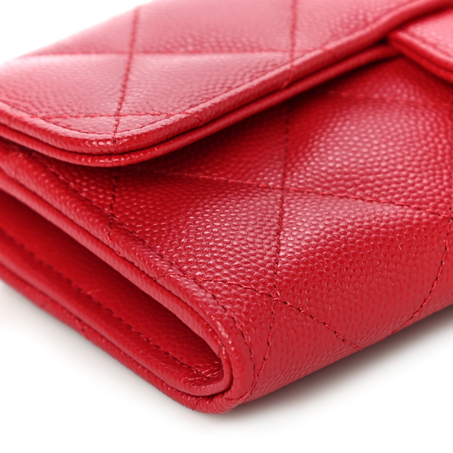 Caviar Quilted Medium Flap Wallet Red