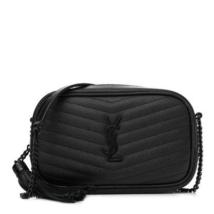 Saint Laurent Grain De Poudre Matelasse Monogram Mini Lou Camera Bag Black 1 of 10