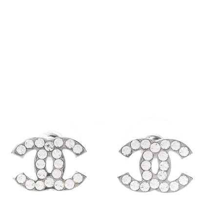 Chanel Crystal Mini Timeless CC Earrings Silver 1 of 4