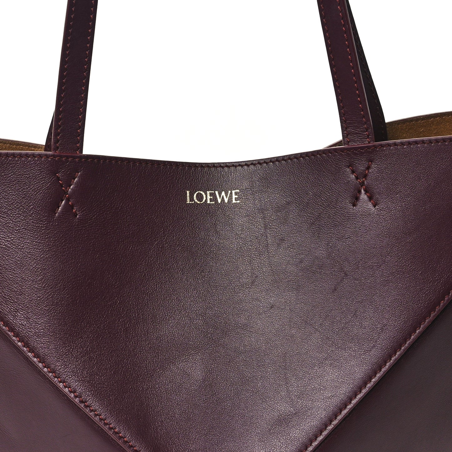 Shiny Calfskin Medium Puzzle Fold Tote Dark Burgundy