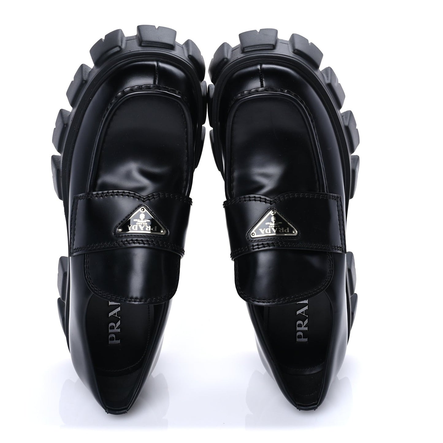 Spazzolato Rois Metal Triangle Logo Mens Monolith 55mm Loafers 8 Black