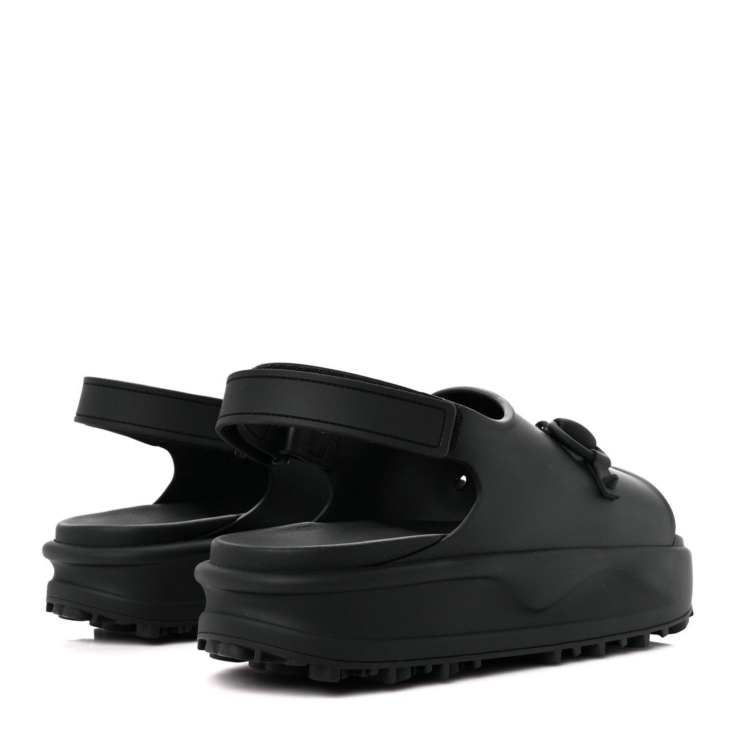 Soft Rubber Mens Horsebit Platform Slingback Sandals 9 Black