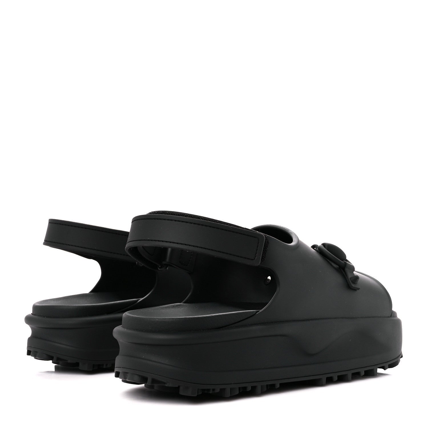 Gucci Soft Rubber Mens Horsebit Platform Slingback Sandals 9 Black 4 of 7