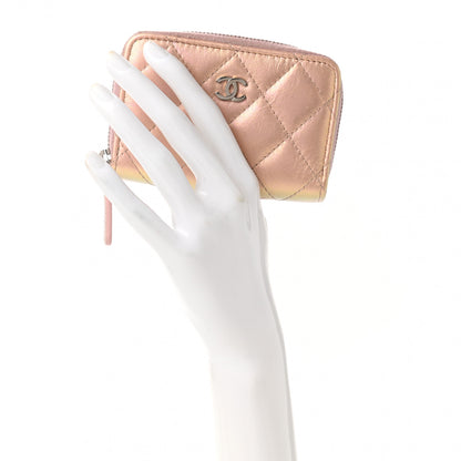 Chanel Iridescent Calfskin Quilted Zip Coin Purse Wallet Pink 2 of 8