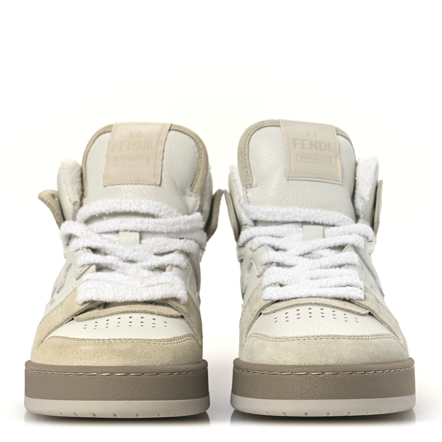 Fendi Suede Vitello Match High Top Sneakers 37 Ice White Ice  White 3 of 7