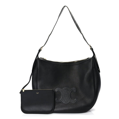 Celine Supple Calfskin Cuir Triomphe Large Heloise Shoulder Bag Black 2 of 9