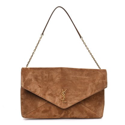 Saint Laurent Suede Large Cassandre Pouch On Chain Caramel Cognac 1 of 9