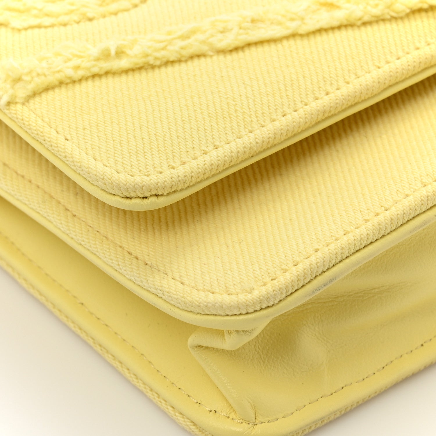 Chanel Denim Quilted Coco Wallet On Chain WOC Yellow 13 of 15