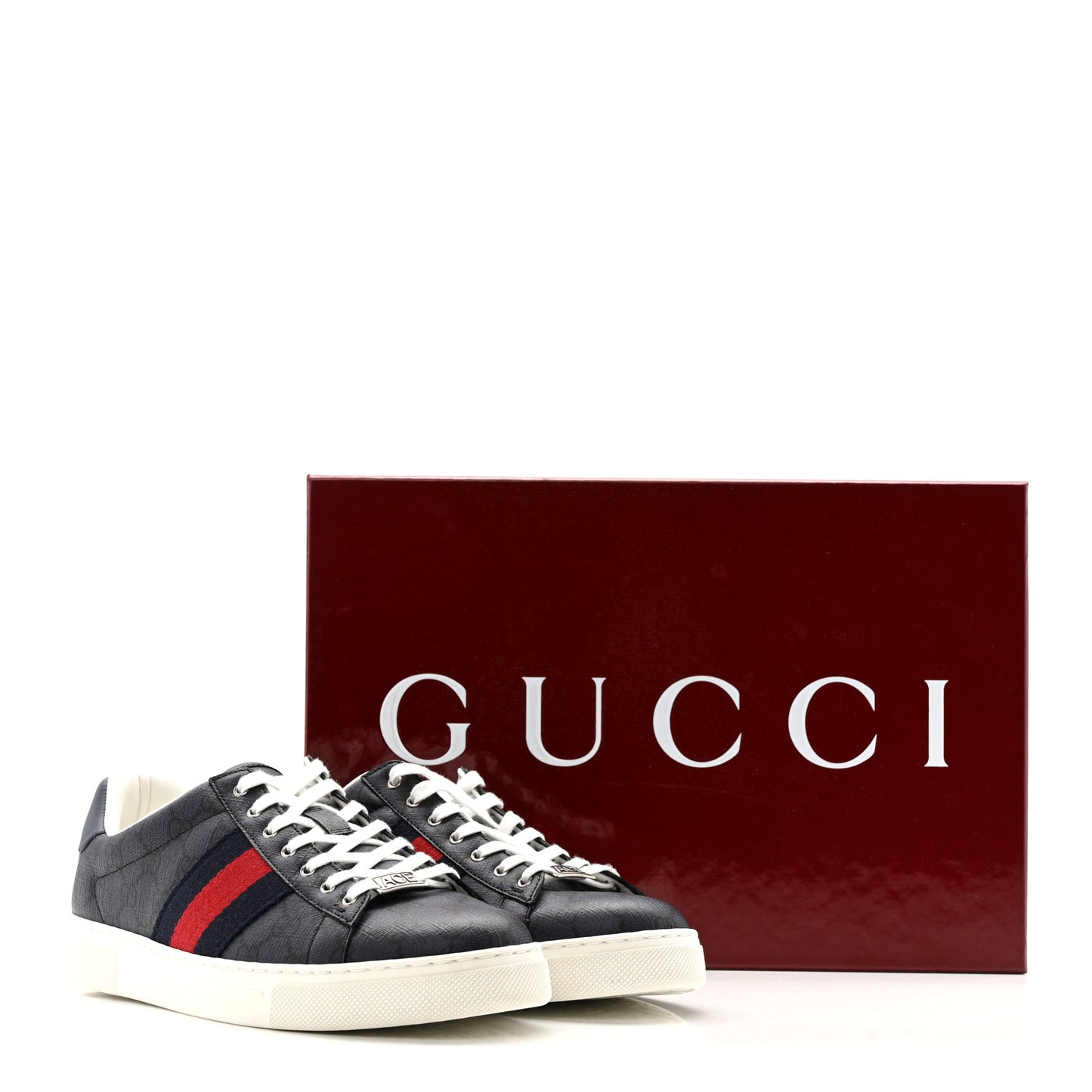 GG Supreme Monogram Web Mens New Ace Sneakers 8.5 Dark Blue