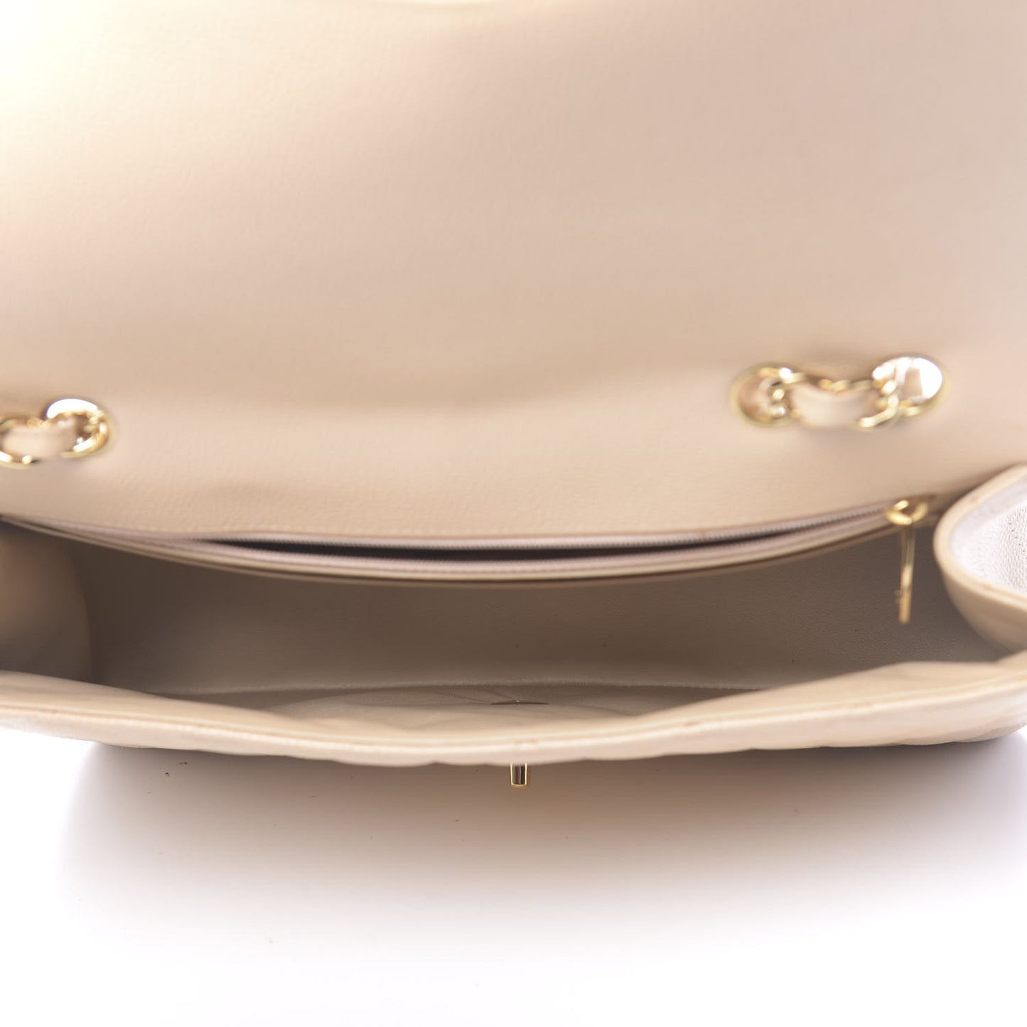 Caviar Quilted Jumbo Single Flap Beige Clair